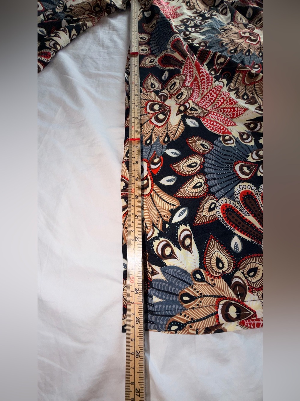 Boho Wide Leg Printed Palazzo Pants - Peacock Floral - Picture 8 of 12
